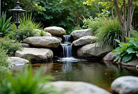 Gartenteich mit Wasserfall und Bachlauf
